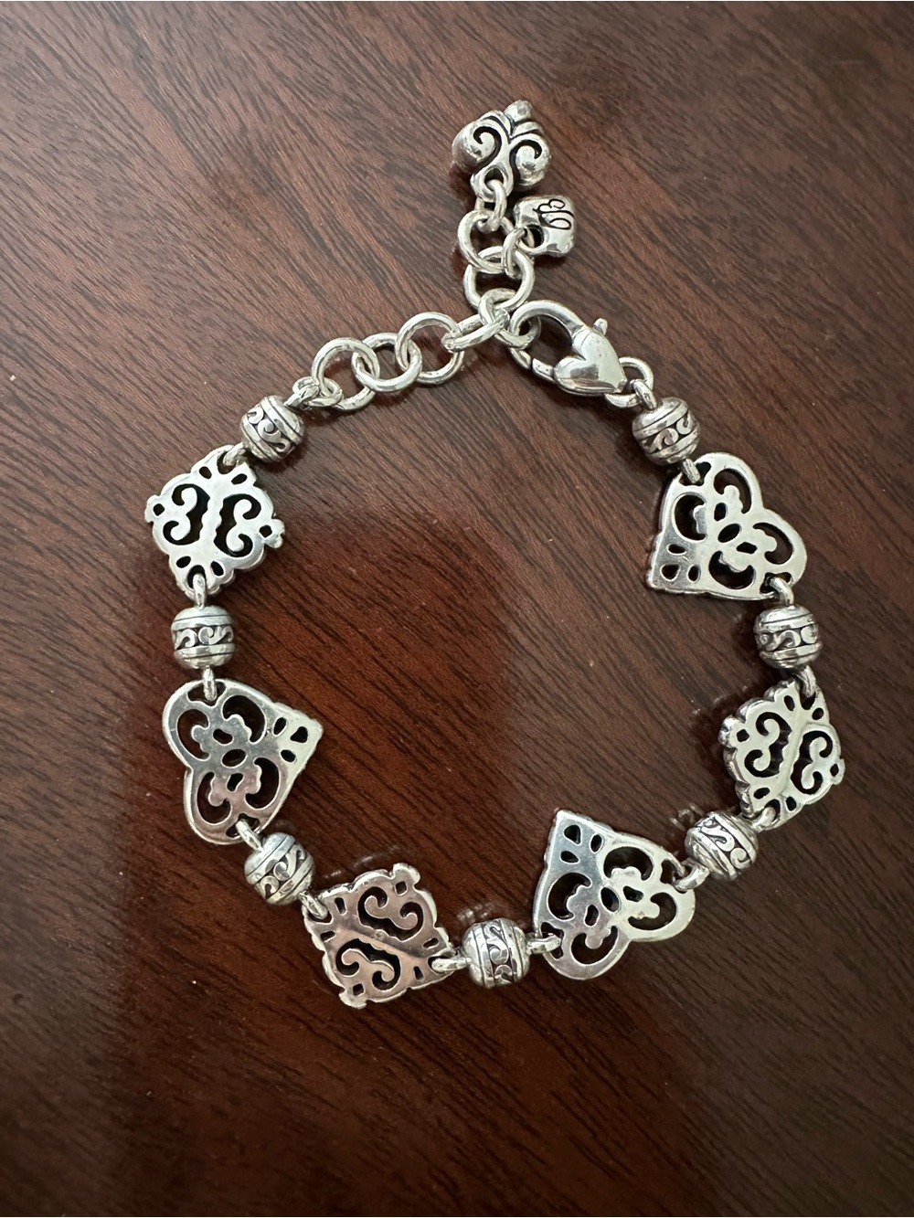 Brighton Silver Filigree Heart Link Bracelet
